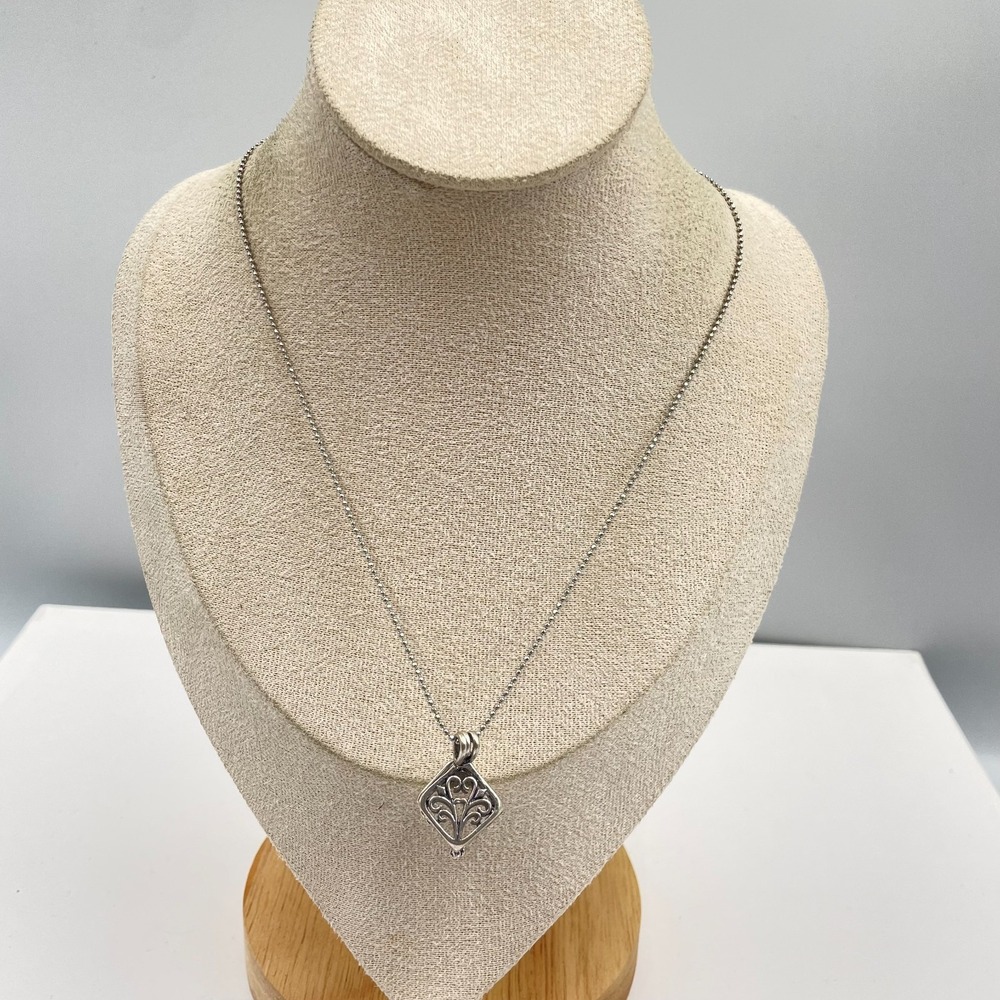 Hobby-Theme Silver-Tone Delicate Chain Intricate Cubic Filigree Pendant Necklace
